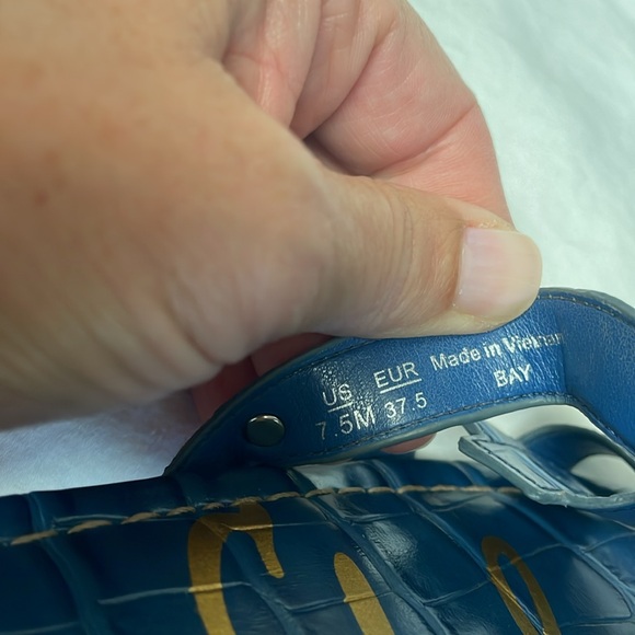 Sam Edelman Bay Slide Sandals Blue Leather - Picture 7 of 7